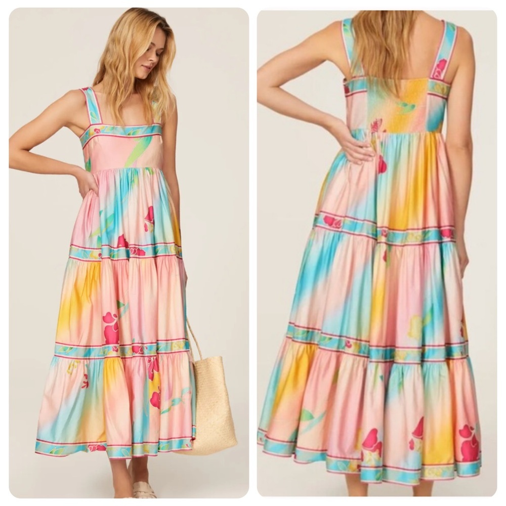 Hunter Bell Rita‎ Dress Multi Flower Maxi Multicolor Size XS